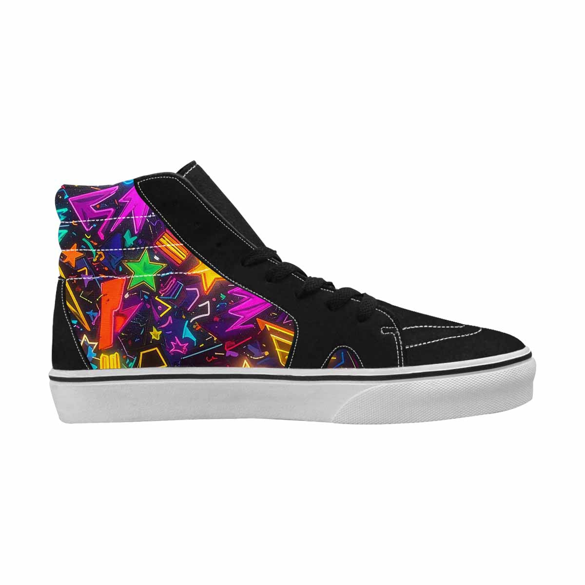 MEN'S 80s Retro Motif High Top Canvas Kaleidoscope Custom Sneakers