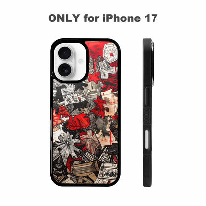 iPhone 17 Case — Black &amp; Red Ink Camo, Custom Printed Phone Case