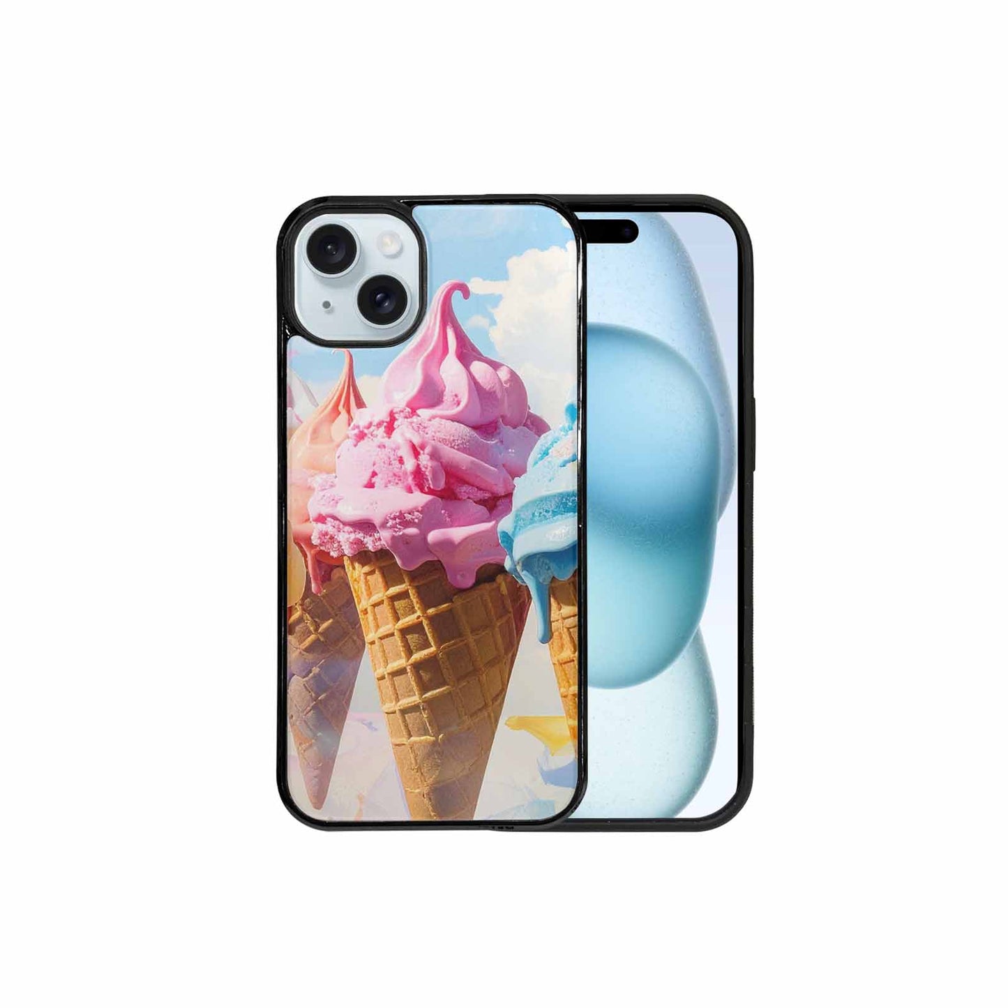 iPhone 15 Plus Case — Collage Of Overlapping Waffle Cone Icecream, Custom Phone Case
