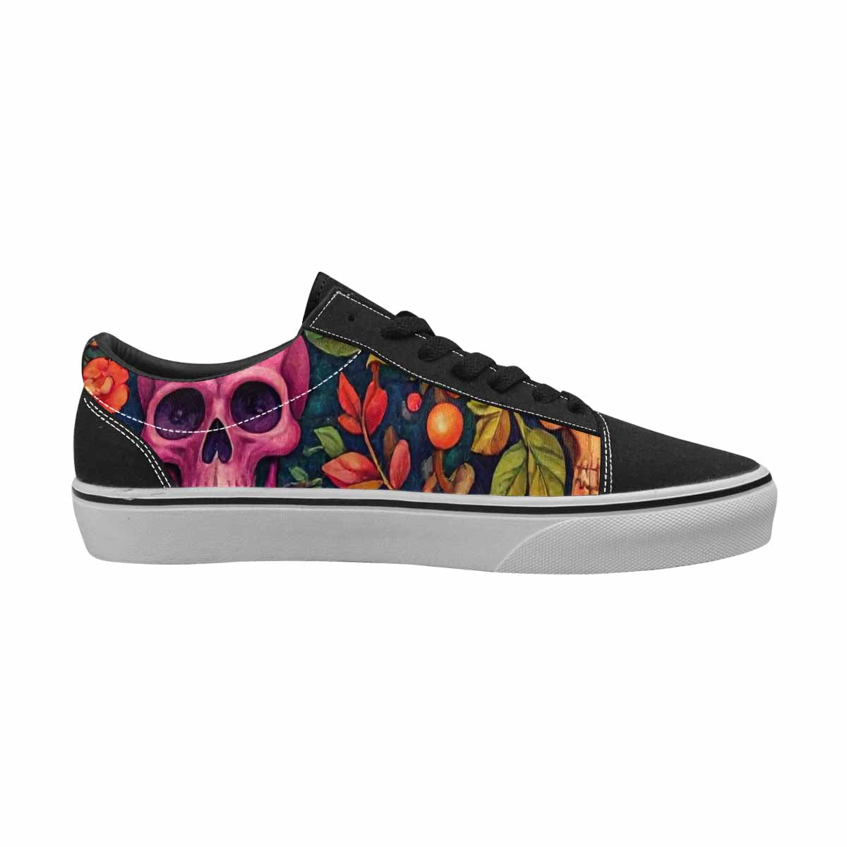 WOMEN'S Skulls  Botanical Skulls Lace-Up Canvas Y2K Custom Shoes