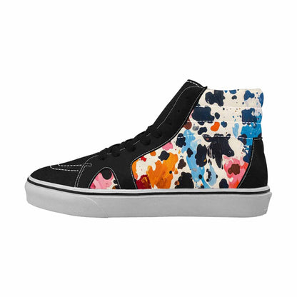 WOMEN'S Cow Animal Print High Top Canvas Wallpaper Art Custom Sneakers