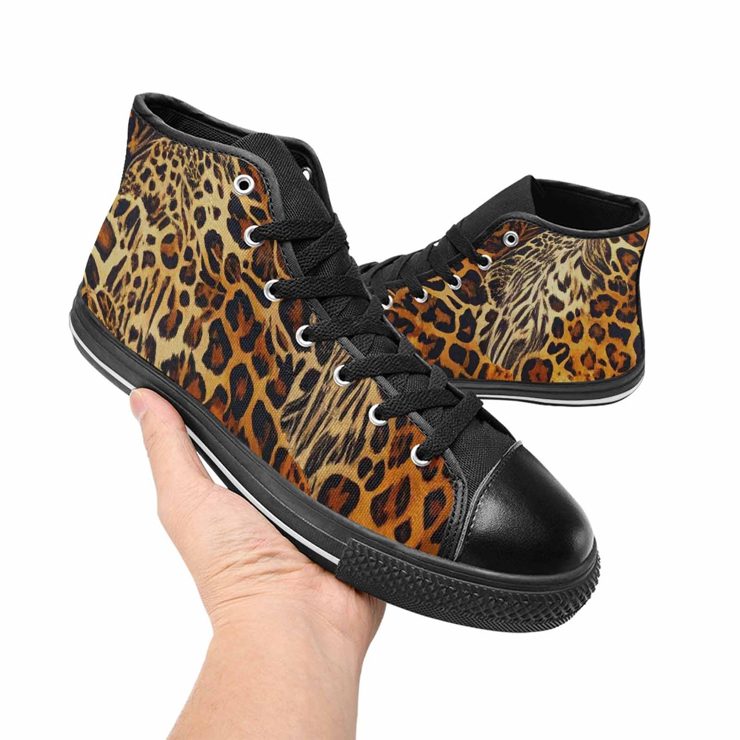 MEN'S Animal Print High Top Canvas Vibrant Chaos Custom Shoes
