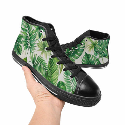 WOMEN'S Seven-Point Palmate Leaf High Top Canvas Cottagecore Sneakers