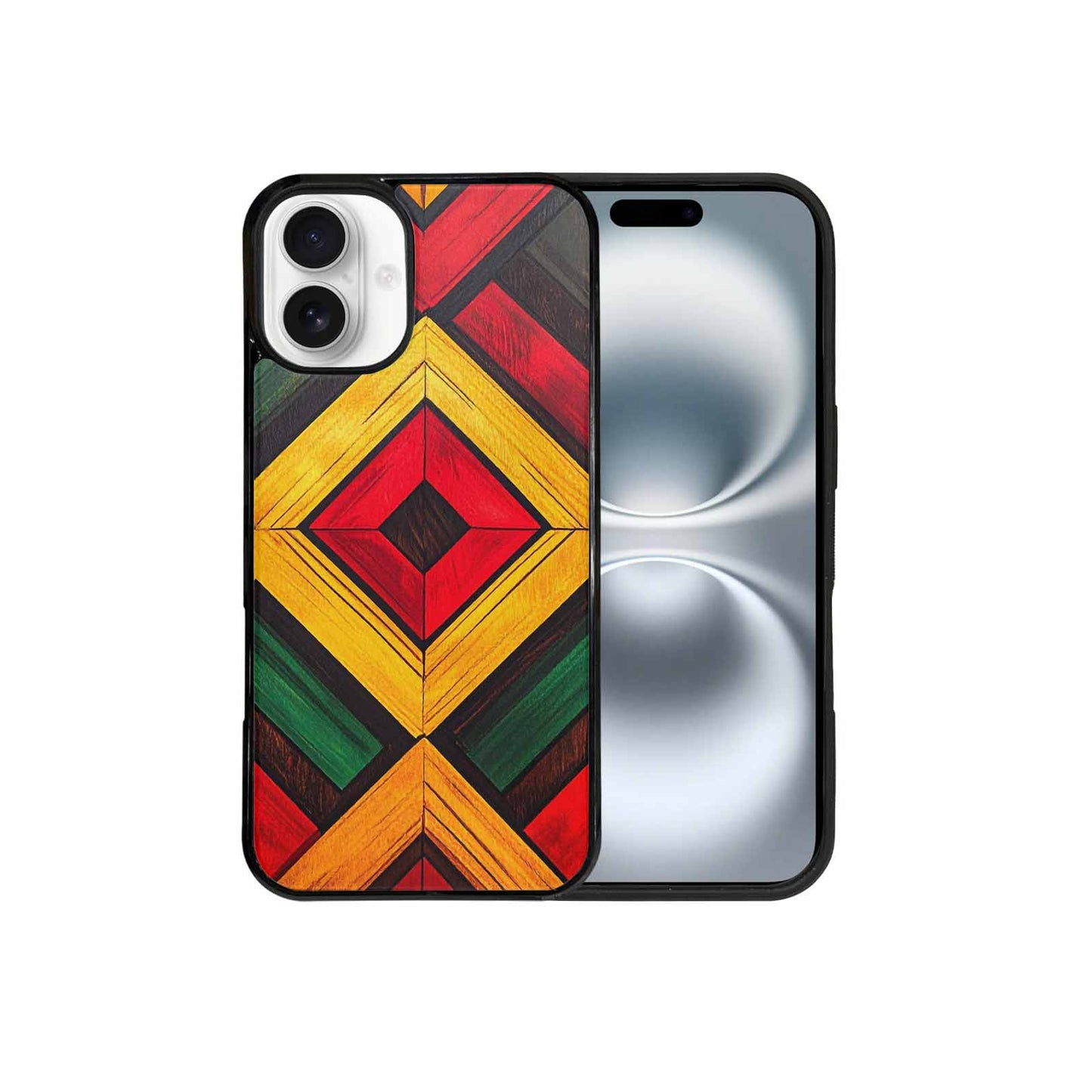 iPhone 16 Plus Case — African Kente Cloth Inspired Pattern Geometric, Original Design Phone Case