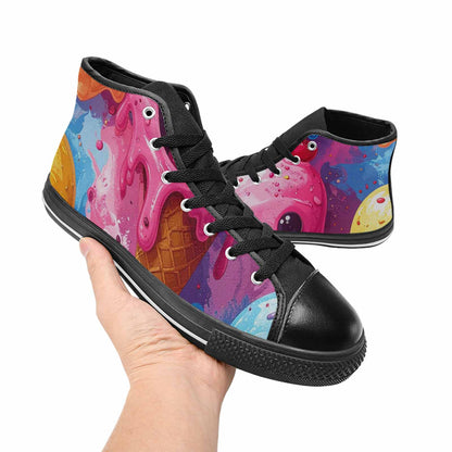 MEN'S Melting Icecream Monster Cherry High Top Canvas Vivid Custom Shoes
