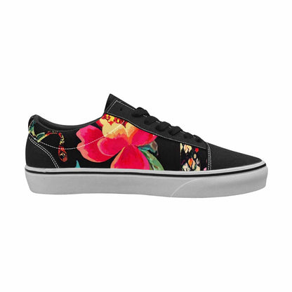 MEN'S Floral Snake Print Canvas Lace-Up Wallpaper Art Custom Sneakers