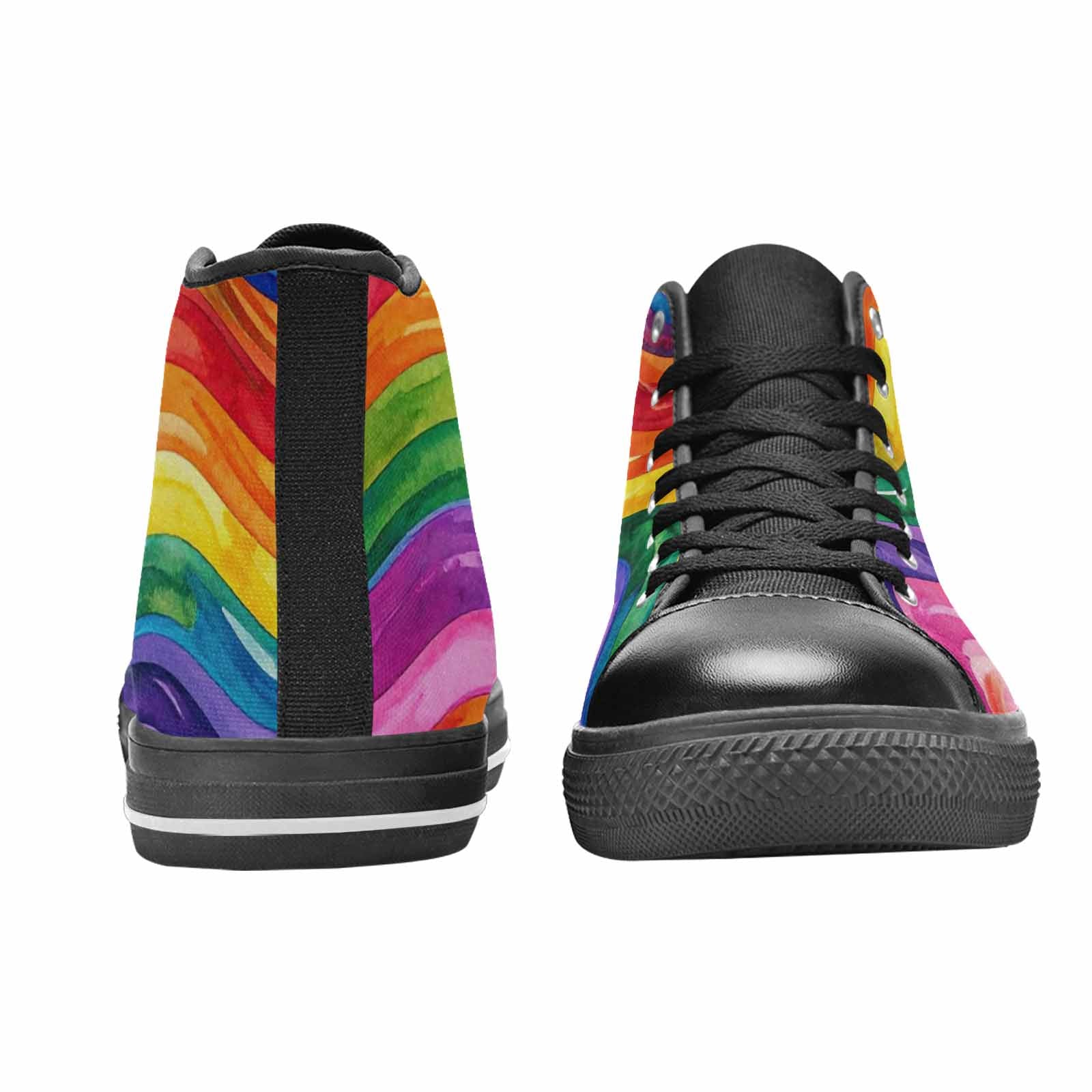 WOMEN'S Rainbow Pride Flag High Top Canvas Grunge Custom Sneakers