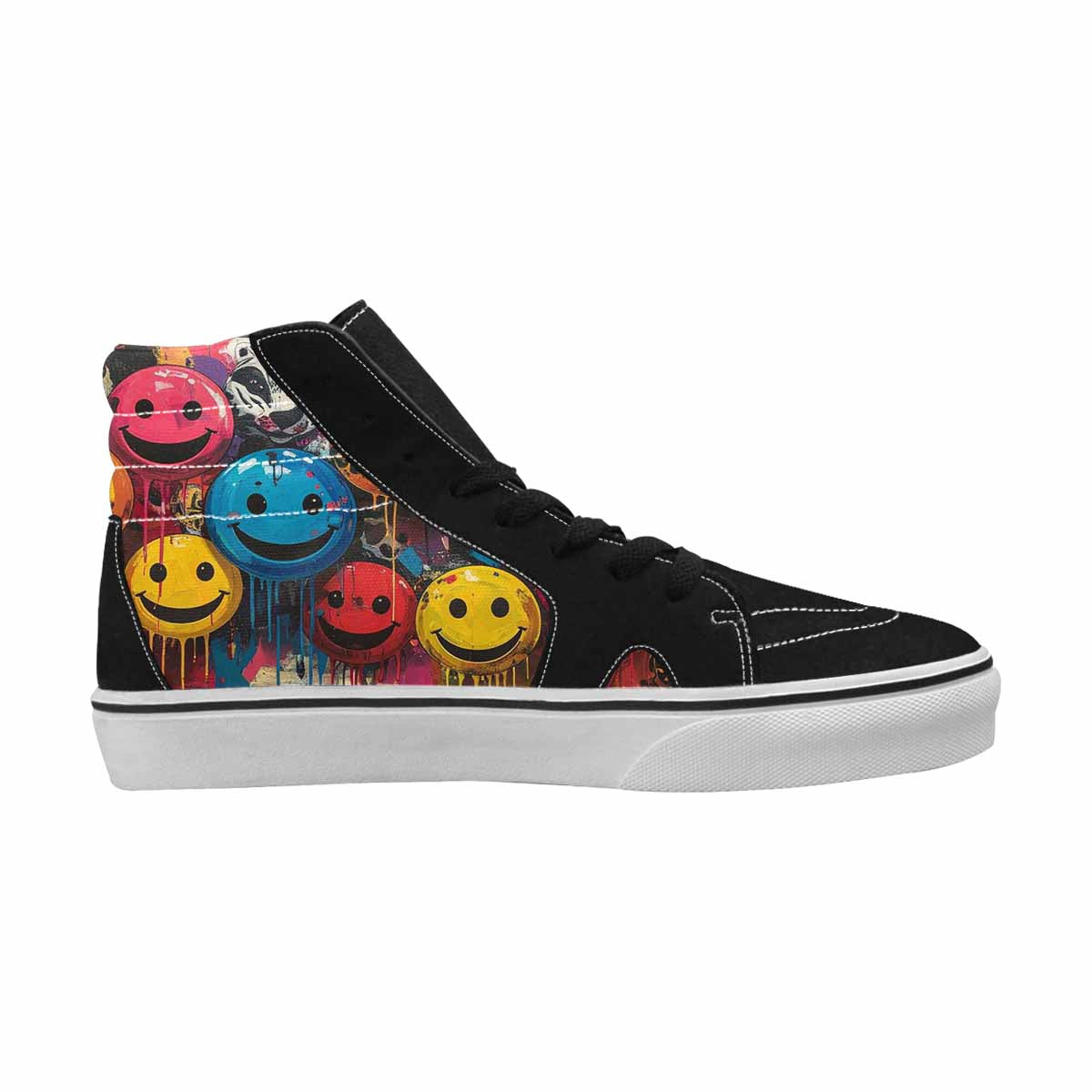 MEN'S Smiley Faces High Top Canvas Surreal Custom Shoes
