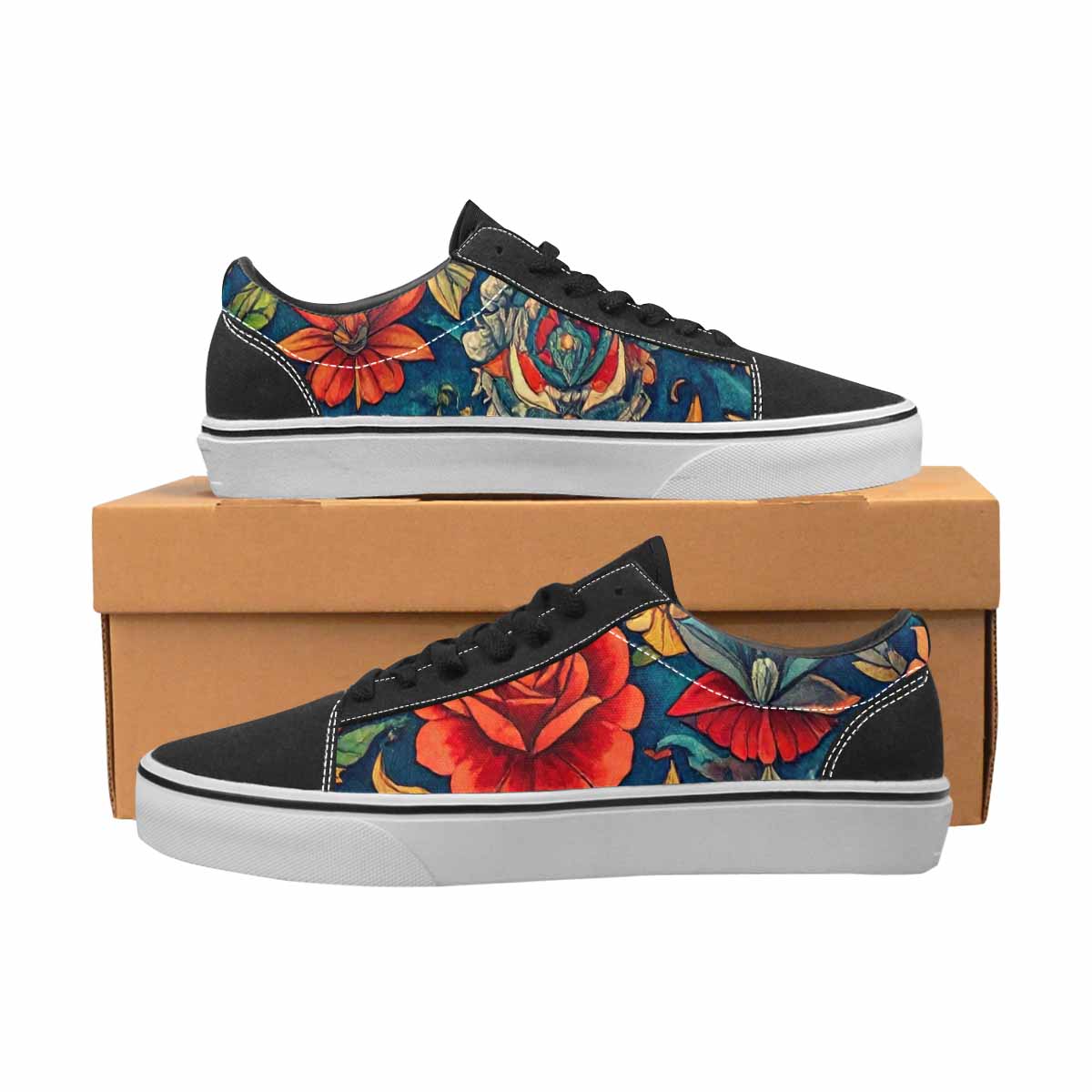WOMEN'S Old School Tattoo Canvas Lace-Up Dark Academia Custom Sneakers