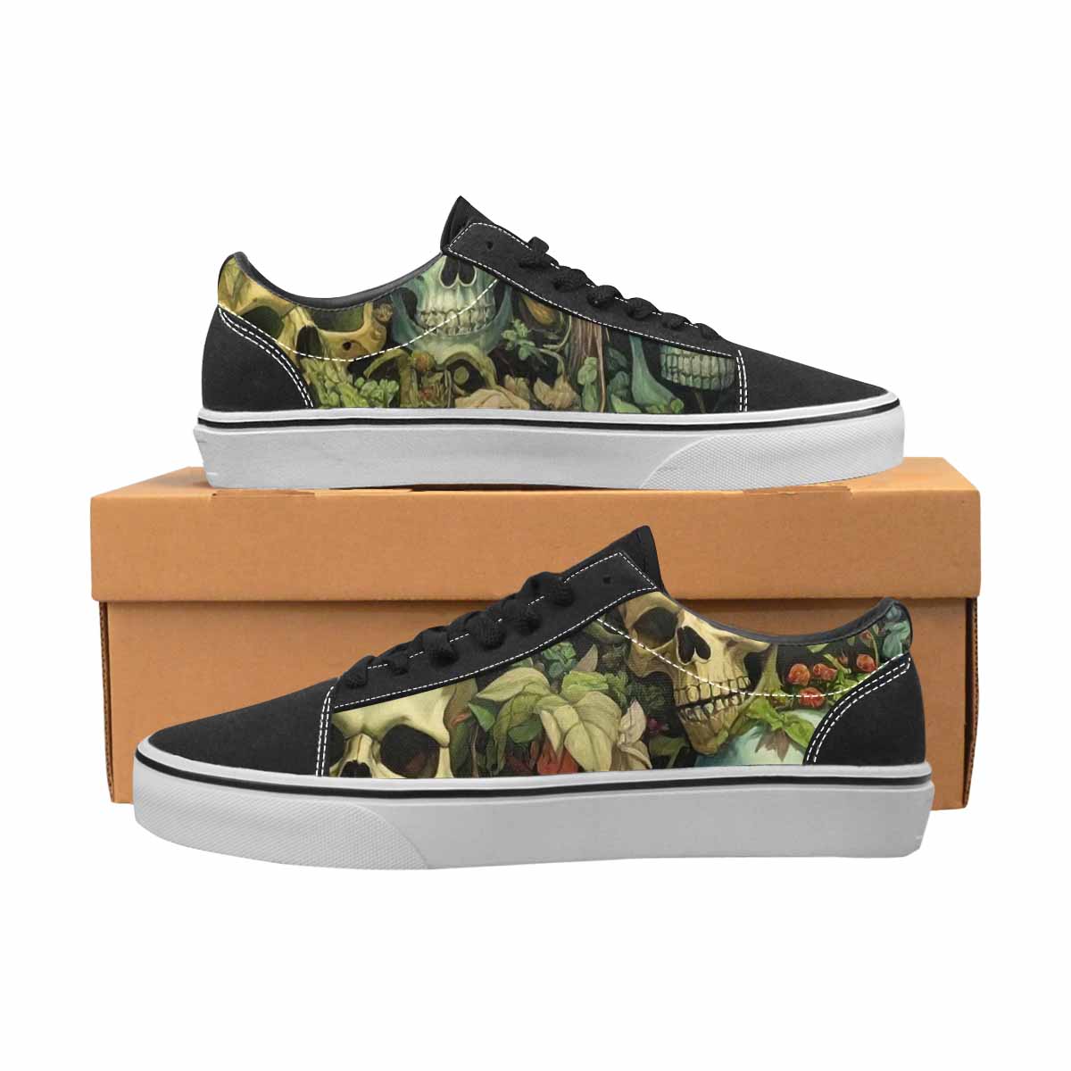 WOMEN'S Skulls  Botanical Skulls Lace-Up Canvas Grunge Shoes