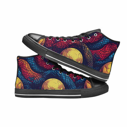MEN'S Snake Skulls Print High Top Canvas Vivid Custom Shoes
