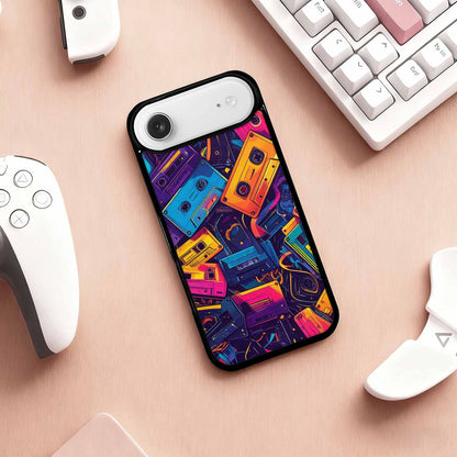 iPhone 17 Air Case — Retro Cassette Tape Pattern Hundreds Retro, Custom Print Case Cover