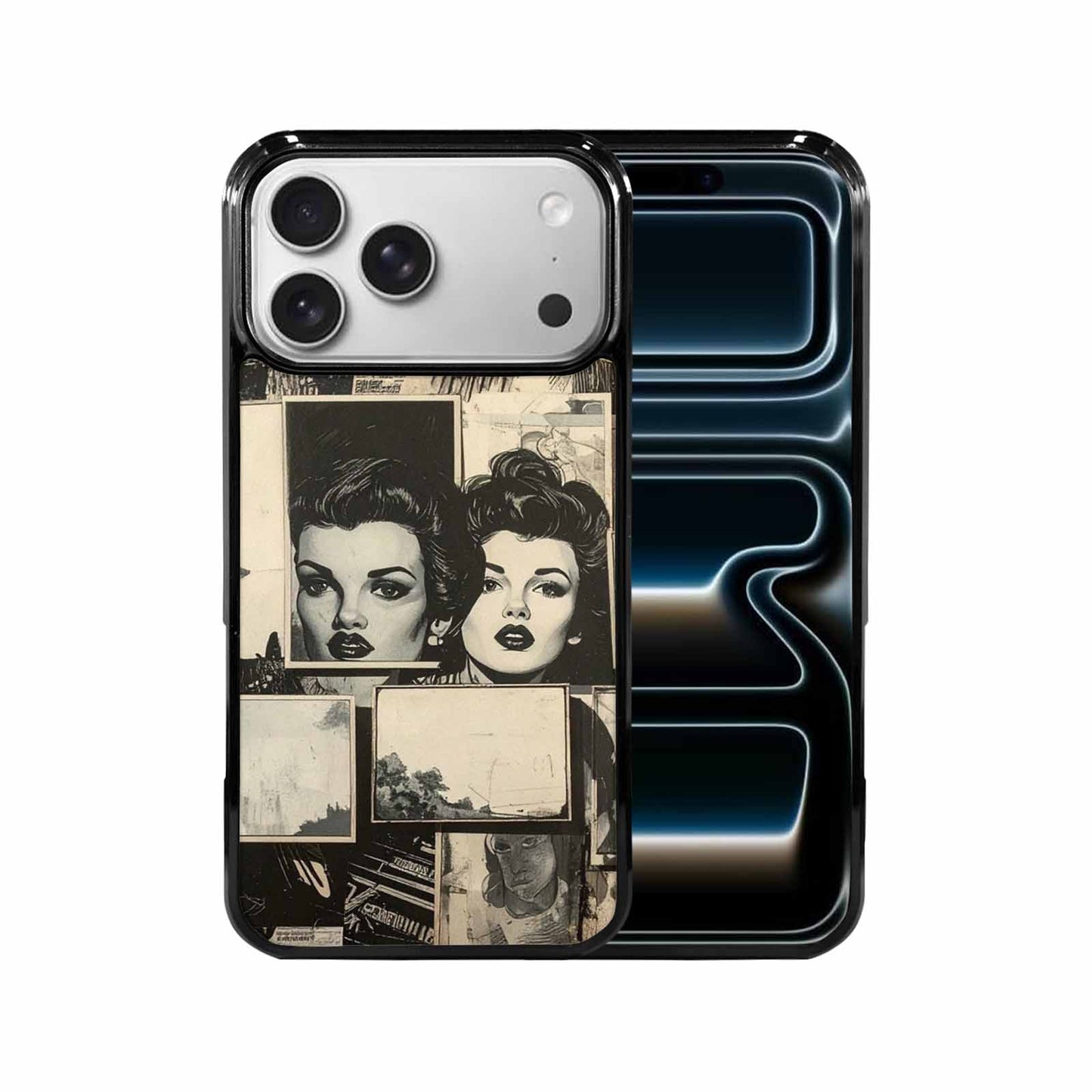 iPhone 17 Pro Max Case — Black And White Solid Retro Vintage, Custom Phone Case