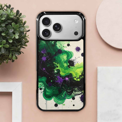 iPhone 17 Pro Max Case — Black &amp; Green Ink Galaxy Space, Custom Designed Case Cover