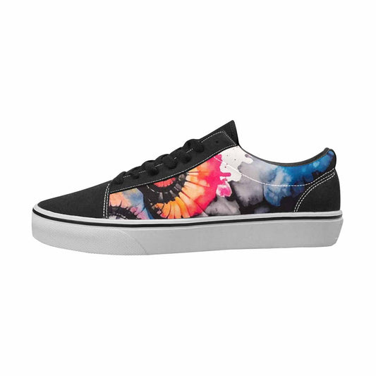 WOMEN'S Tie Dye Black & Pink Ink Canvas Wearable Art Y2K Custom Sneakers