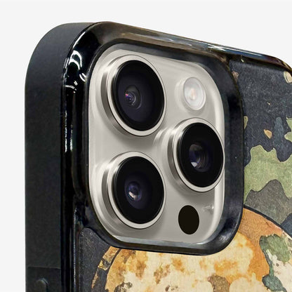 iPhone 16 Pro Max Case — Military Camo Texture Combined With Distressed, Customized Protective Case