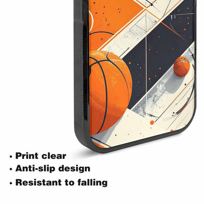 iPhone 15 Plus Case — Basketball Pattern Court Lines And Balls, Custom Printed Phone Case