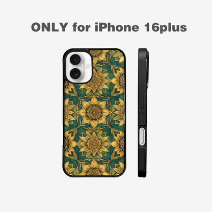 iPhone 16 Plus Case — Sunflower Mandala Kaleidoscope Custom, Custom Phone Case