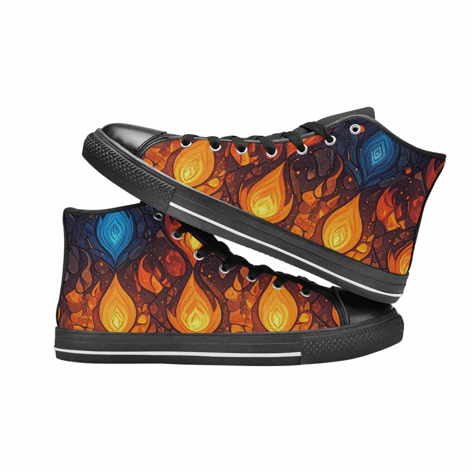 MEN'S Fire Flame High Top Canvas Dark Academia Custom Sneakers