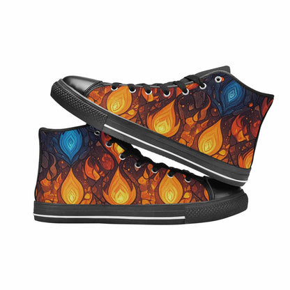 MEN'S Fire Flame High Top Canvas Dark Academia Custom Sneakers