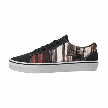 WOMEN'S Liminal Black & Red Ink Canvas One Of A Kind Vibrant Chaos All Over Print Shoes