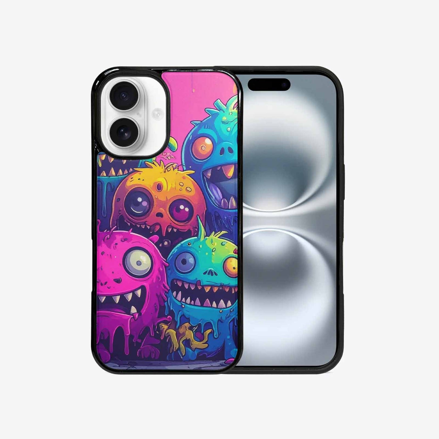 iPhone 16 Case — Overlapping Endlessly No Empty Space Monsters, Custom Printed Phone Case