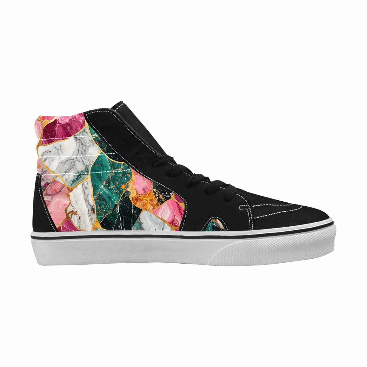 WOMEN'S Marble Stone Texture High Top Canvas Cottagecore Custom Sneakers