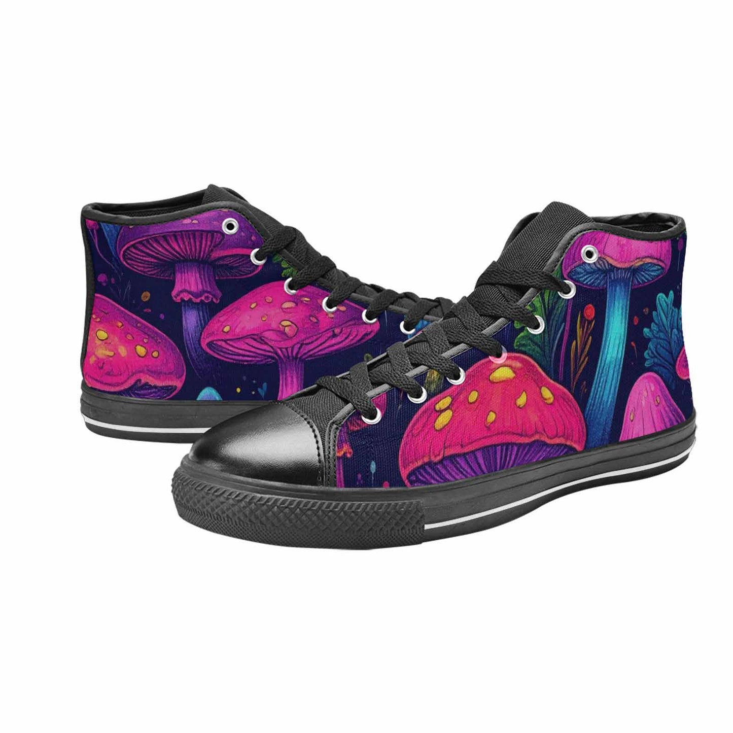 WOMEN'S Psychedelic Mushroom High Top Canvas Vivid Sneakers
