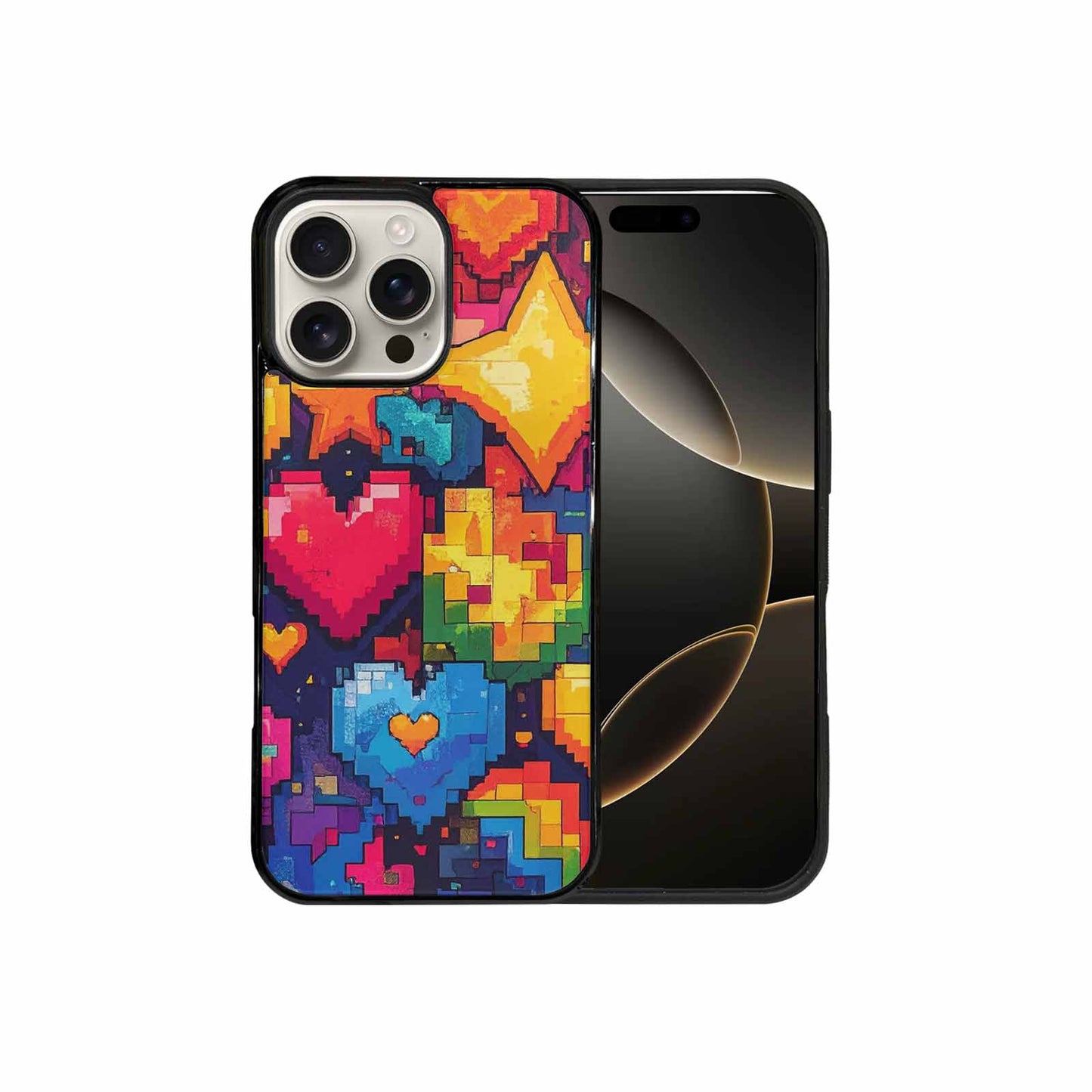 iPhone 16 Pro Max Case — Pixel Art 8 Bit Burst Pattern, Custom Print Case Cover