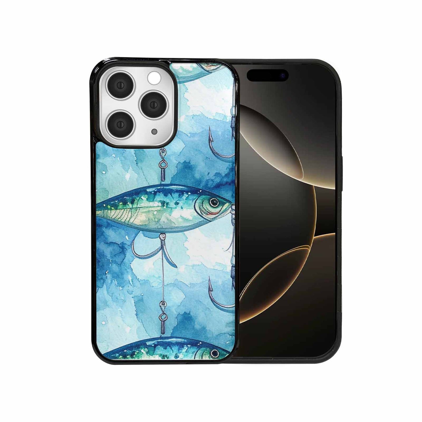 iPhone 15 Pro Max Case — Fishing Lure And Hook Pattern Seamless, Custom Printed Phone Case