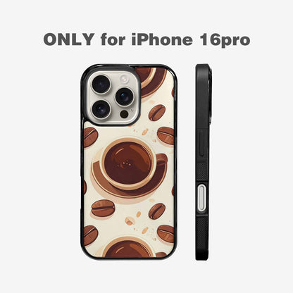 iPhone 16 Pro Case — Coffee Cup And Bean Pattern Seamless, Original Design Phone Case