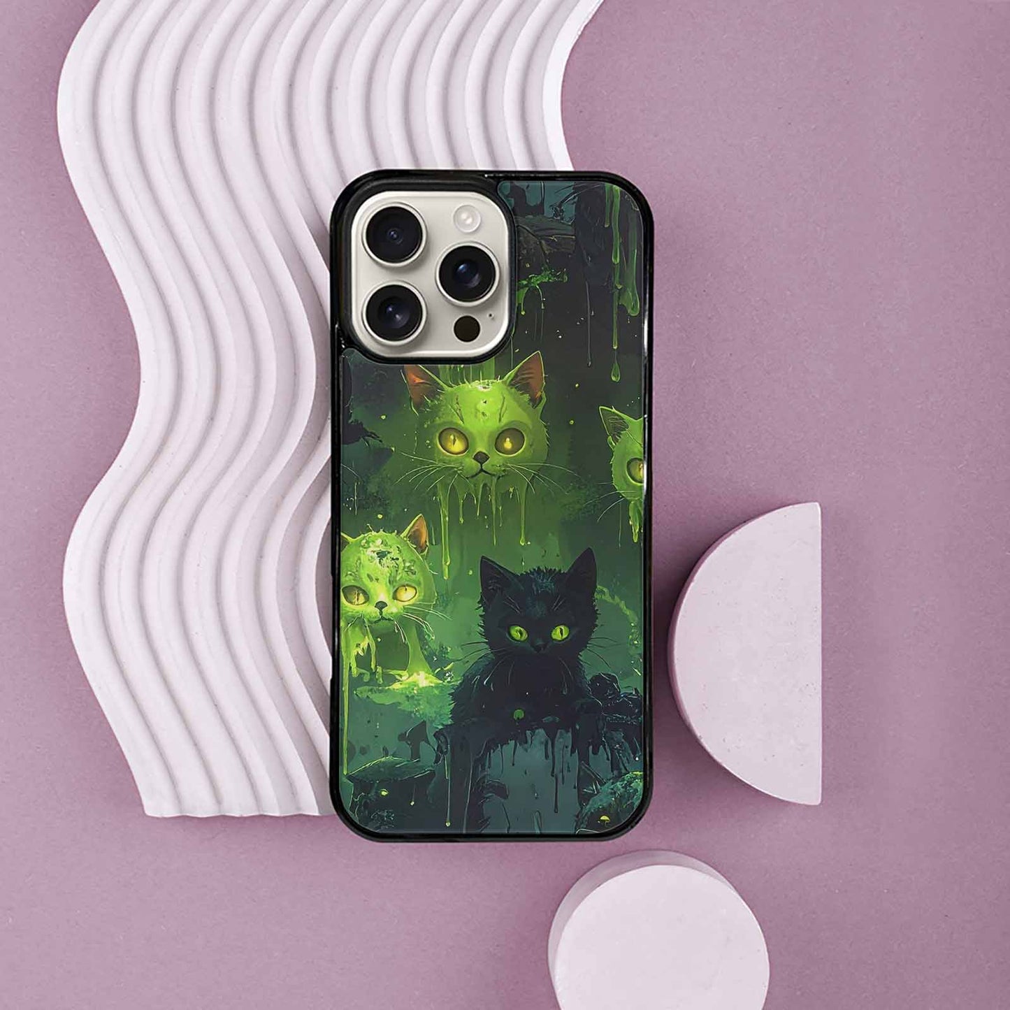 iPhone 16 Pro Max Case — Toxic Melting Skeleton Cats Small Toxic, Custom Print Case Cover