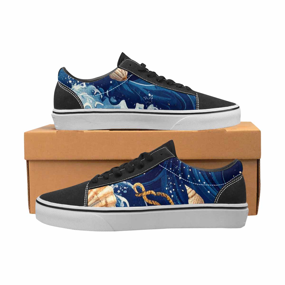 WOMEN'S Ocean Wave Canvas Lace-Up Vibrant Chaos Sneakers