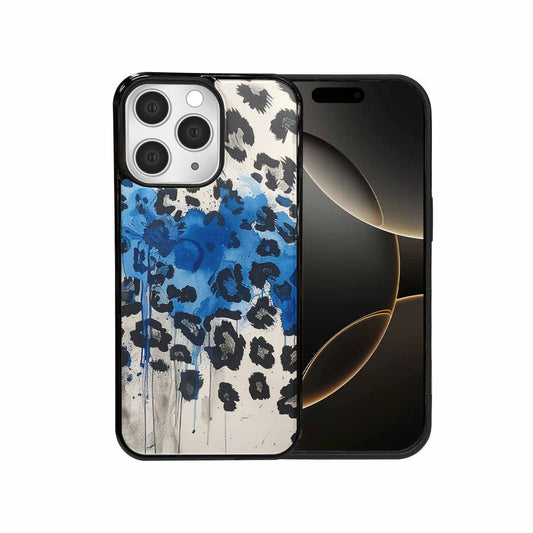 iPhone 15 Pro Max Case — Animal Print Black Blue Ink Animal, Custom Designed Case Cover