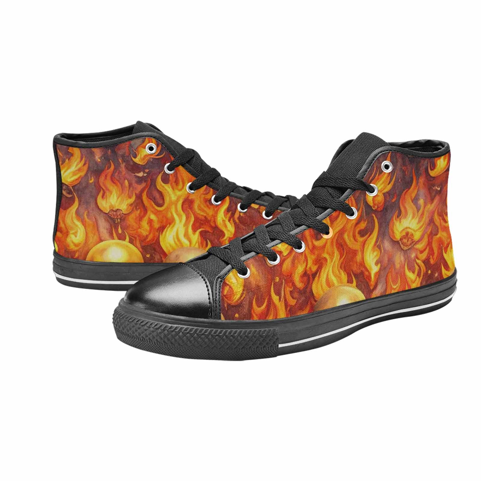 MEN'S Skulls - Flaming High Top Canvas Aesthetic Custom Sneakers
