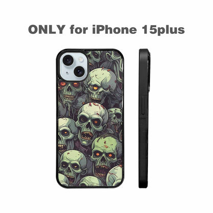 iPhone 15 Plus Case — Zombie Head Pattern Hundreds Of Small, Custom Art Phone Cover