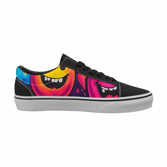 MEN'S Yellow Smiley Face Canvas Lace-Up Vivid Custom Sneakers