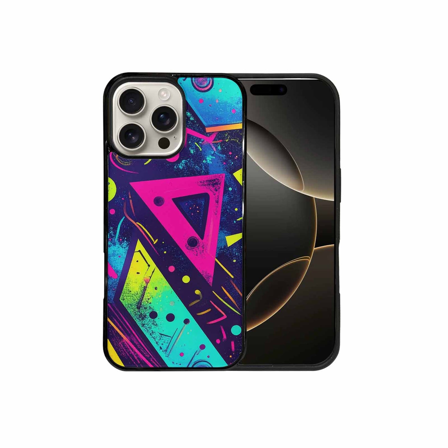iPhone 16 Pro Max Case — Memphis Squiggles Triangles Dots, Personalized Phone Case