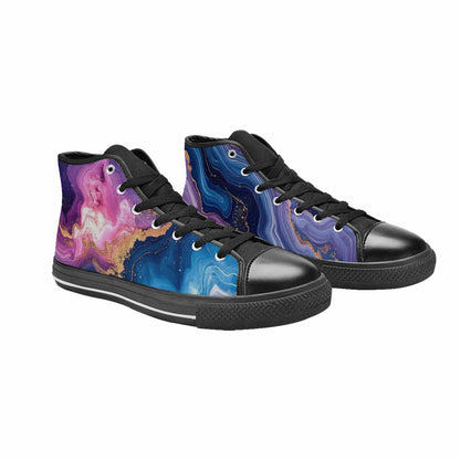 MEN'S Marble Galaxy High Top Canvas Neon Fantasy Custom Shoes