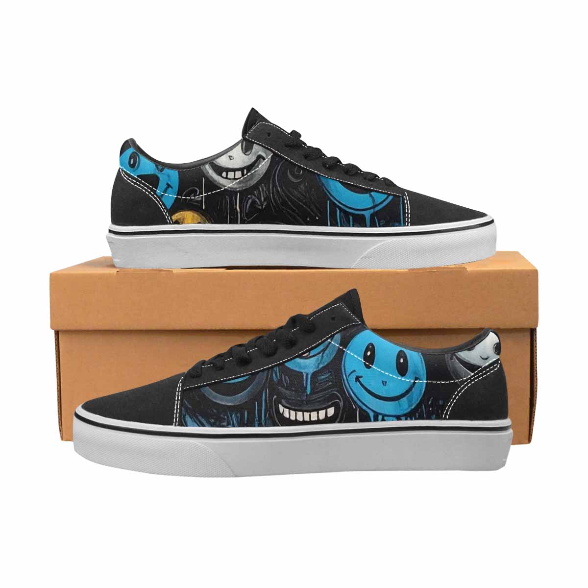 WOMEN'S Melting Moon Smiley Lace-Up Canvas Y2K Custom Shoes