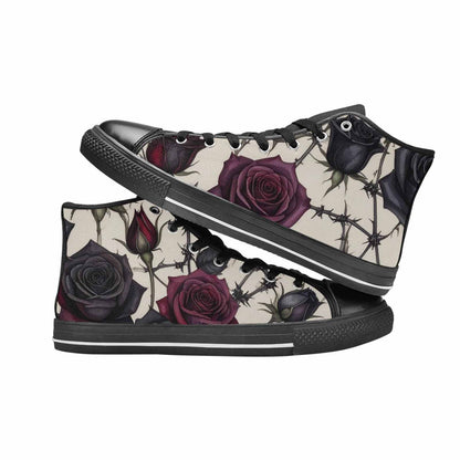 MEN'S Black Gothic Rose High Top Canvas Aesthetic Custom Sneakers