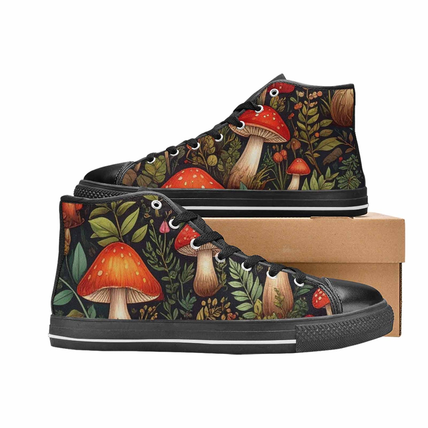 WOMEN'S Mushroom High Top Canvas Cottagecore Custom Shoes
