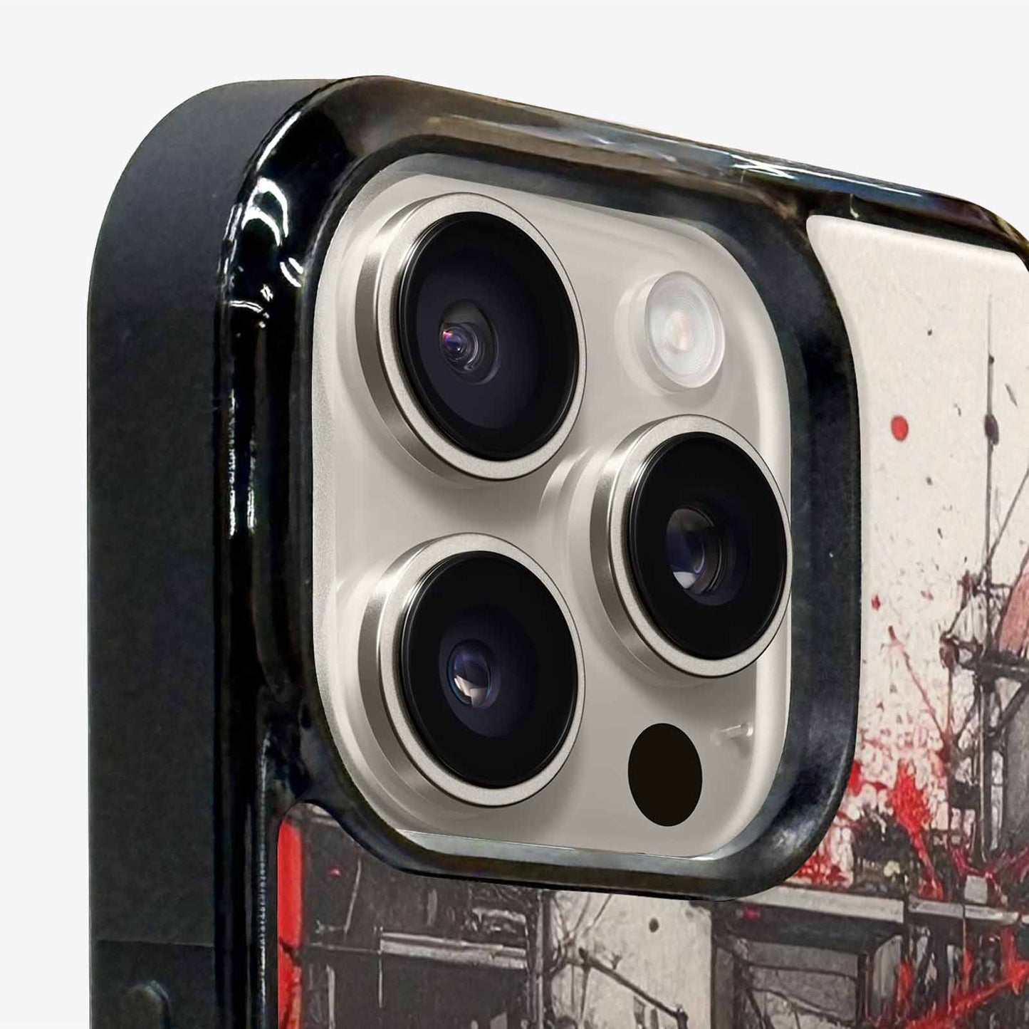 iPhone 15 Pro Max Case — Liminal Space Fragment Black Red Ink, Custom Designed Case Cover