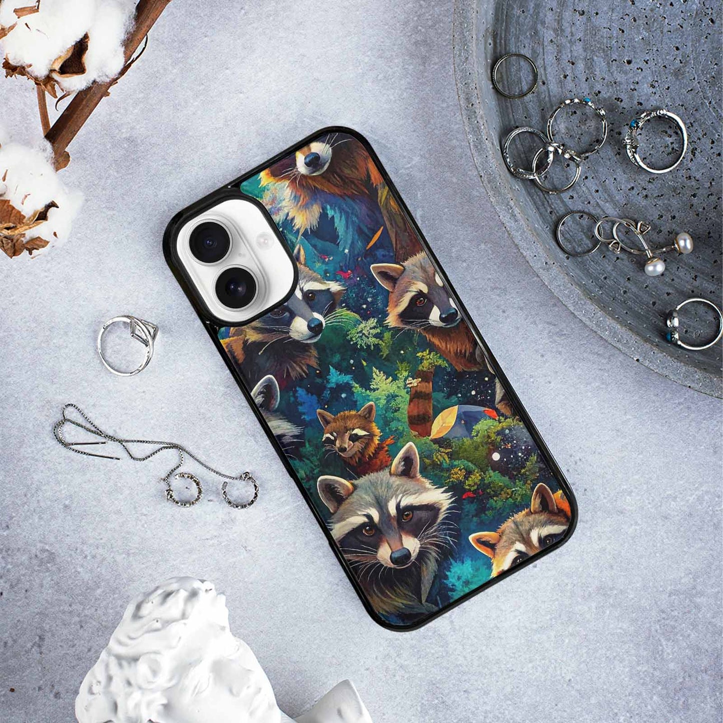 iPhone 16 Plus Case — Raccoon Bandit Raccoon Bandit Pattern Hundreds, Custom Art Phone Cover