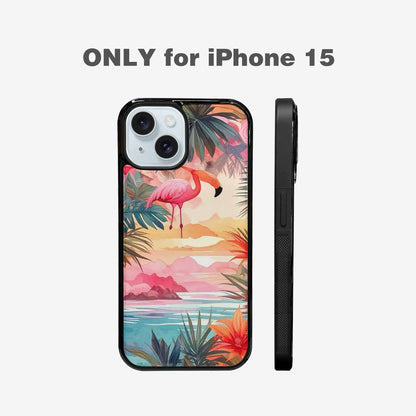 iPhone 15 Case — Flamingo Tropical Flamingo Tropical Pattern Hundreds, Unique Phone Case Design