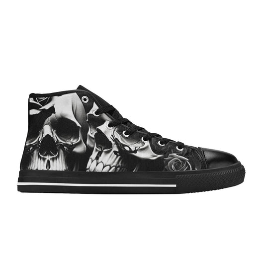 MEN'S Greyscale Style Skulls Roses High Top Canvas Vivid Custom Sneakers