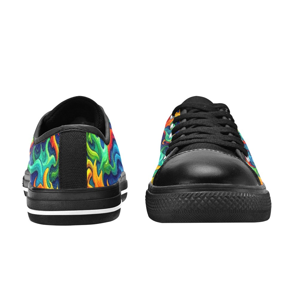 KIDS' Psychedelic Camo Rhythm Low Top Canvas Dark Academia Sneakers
