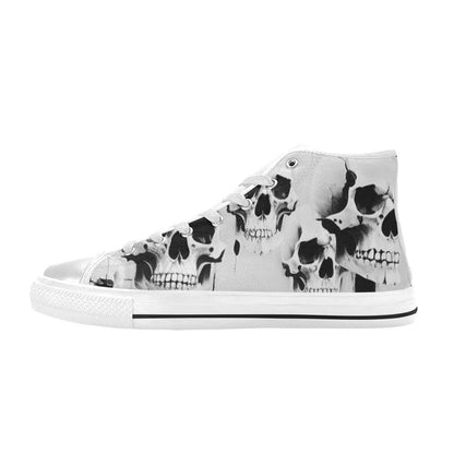 WOMEN'S Cc Grey Skull Art High Top Canvas Y2K Custom Shoes