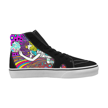 WOMEN'S Wonderland Trippy Psychedelic Colorful High Top Skateboarding Neon Fantasy Sneakers