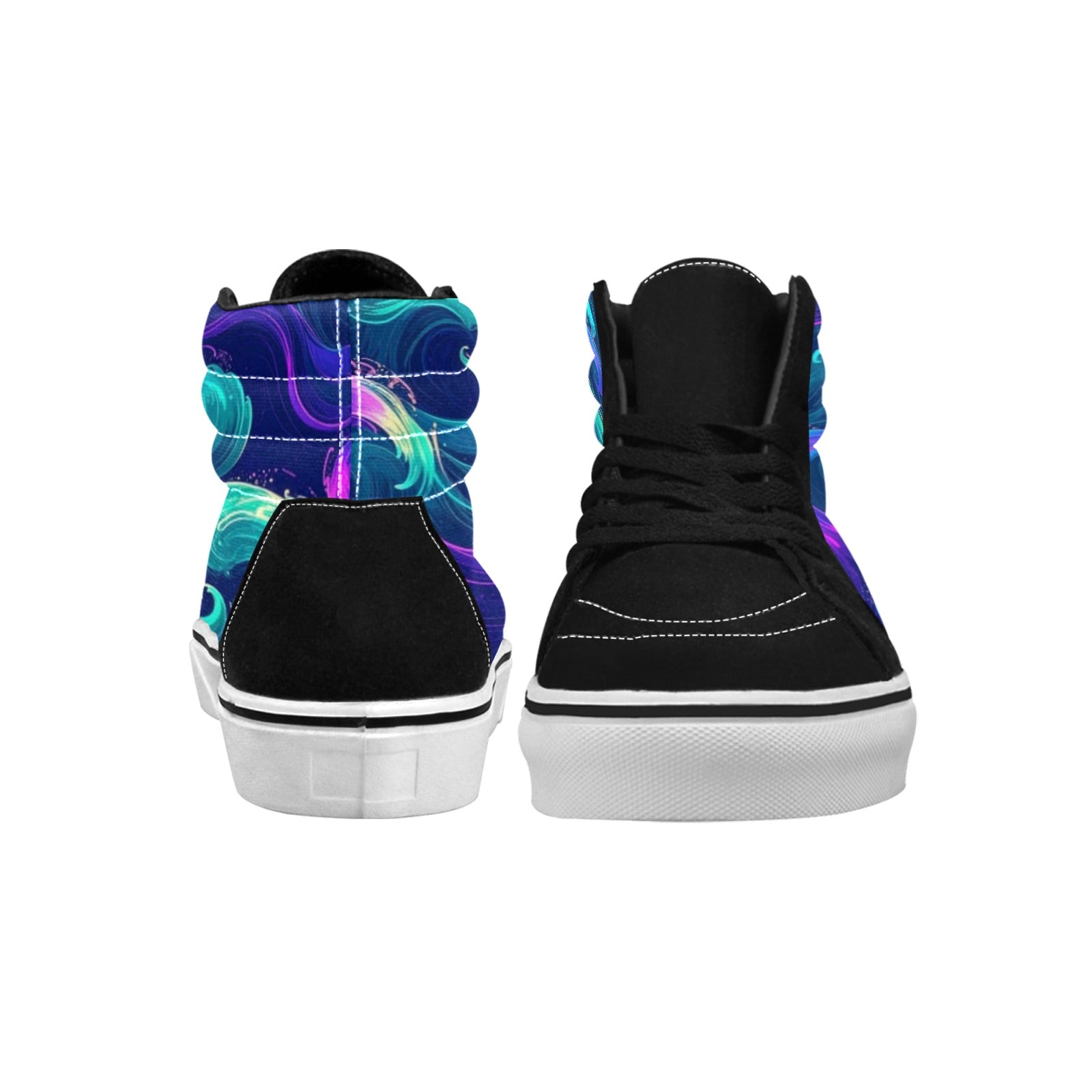 MEN'S Glowing Ocean Swirls High Top Skateboarding Grunge Shoes